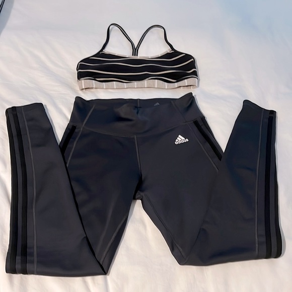 Adidas sport leggings and Lululemon sports bra combo - Picture 1 of 11